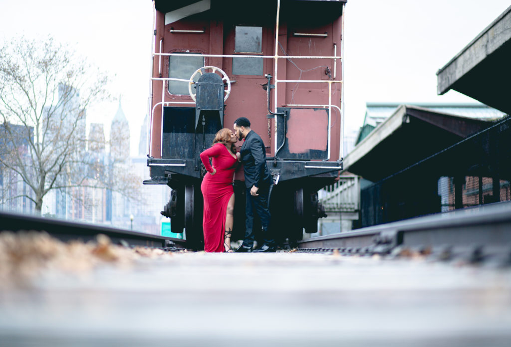 Engagement Session photographed on train tracks with NJ Wedding Photographer