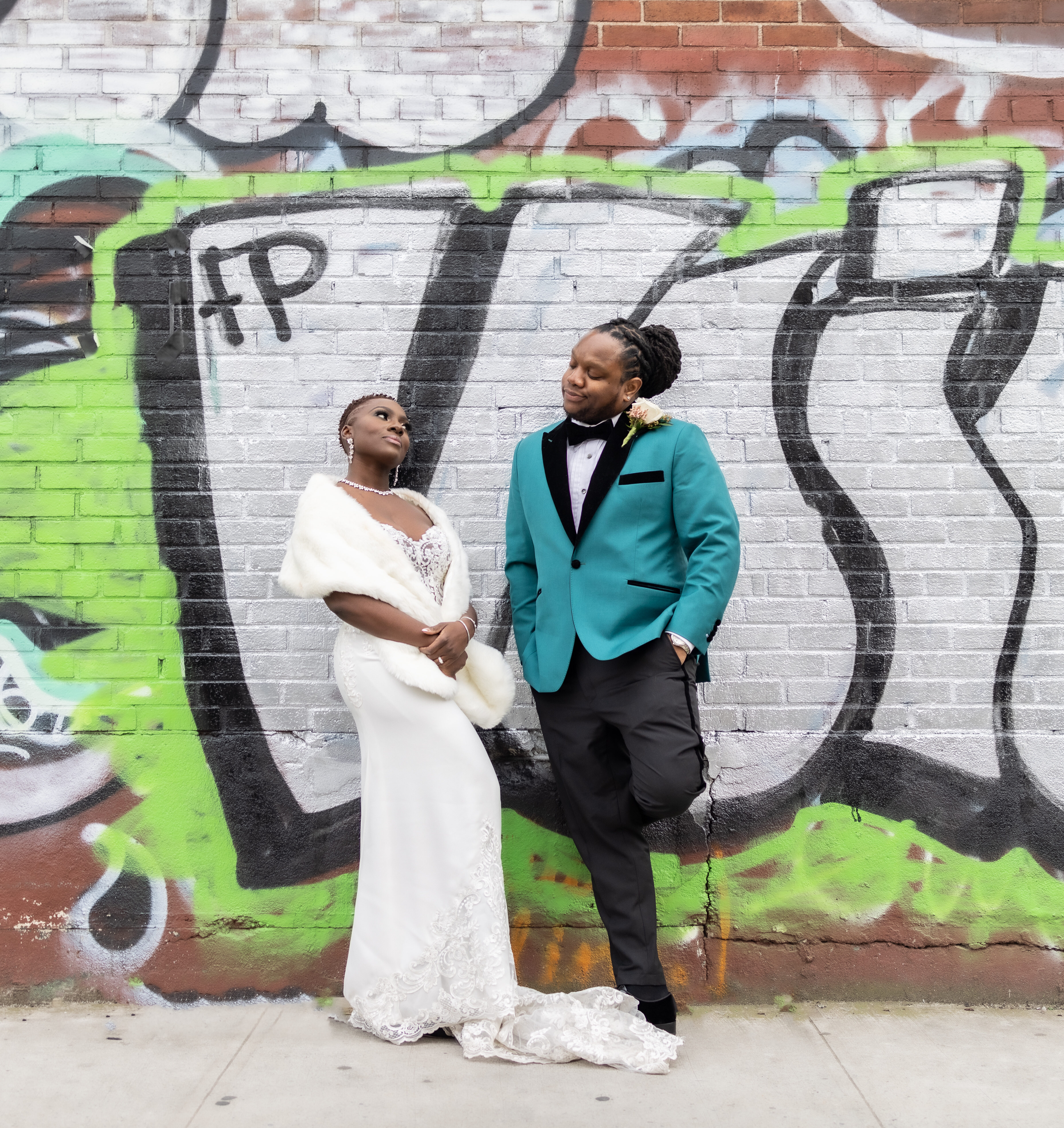 The bride and groom of a brooklyn wedding